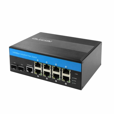 गुणवत्ता  Industrial Gigabit Ethernet L2 Managed Switch 8 X Gigabit Ports 2 X SFP Slots DIN-Rail Mount IP40 with Vlan Qos LACP STP कारखाना