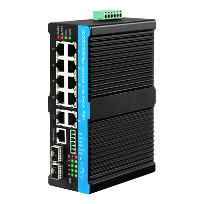 गुणवत्ता  Black Case 8 Port Managed POE Af/At/Bt Industrial Ethernet Switch With 2 Combo Ports कारखाना