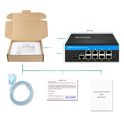 8 पोर्ट इंडस्ट्रियल मैनेज्ड PoE स्विच 240W गीगाबिट LAN लेयर 2 VLAN ERPS रिंग CE DIN रेल