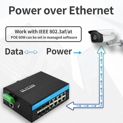 Olycom औद्योगिक PoE प्रबंधित स्विच 2.5G फाइबर 240W बजट SNMP CLI प्रबंधनीय