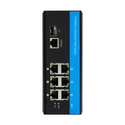 7 पोर्ट प्रबंधित फाइबर ईथरनेट दीन रेल गिगाबिट स्विच DC12V समर्थन CLI SNMP