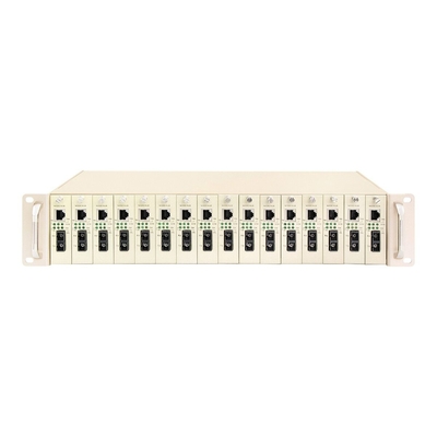 16 स्लॉट मीडिया कन्वर्टर रैक चेसिस 19 इंच 2U डुअल पावर 48V/220V
