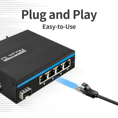 5 पोर्ट SFP PoE स्विच गीगाबिट नेटवर्क PoE/PoE+ 120W बजट DC48V फैनलेस CE FCC