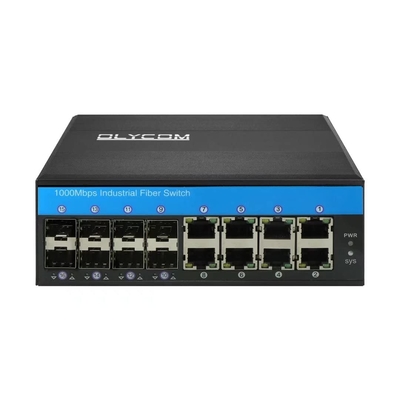 OLYCOM प्रबंधित स्विच 8 पोर्ट गीगाबिट ईथरनेट 12V औद्योगिक ग्रेड 8 पोर्ट SFP दीन रेल के साथ बाहरी उपयोग के लिए IP40 पर चढ़कर