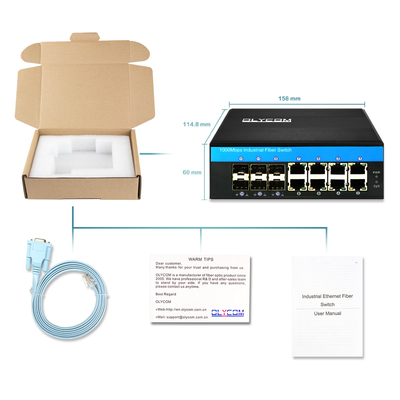 औद्योगिक प्रबंधित गीगाबिट ईथरनेट स्विच 1G/2.5G ऑप्टिकल SFP स्लॉट ERPS रिंग IP40