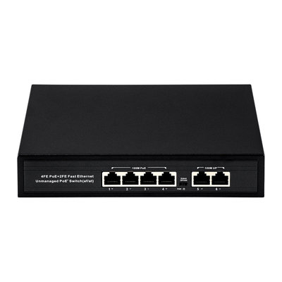 60W अनमैनेज्ड नेटवर्क स्विच 6 पोर्ट 10/100M LAN पोर्ट AC इनपुट 250 मीटर PoE