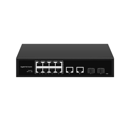 8 पोर्ट POE गीगाबिट फाइबर स्विच POE वॉचडॉग के साथ 4 SFP/RJ45 अपलिंक पोर्ट 120W
