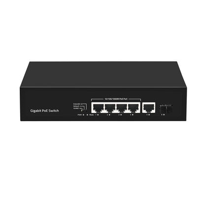 4 पोर्ट गीगाबिट फाइबर स्विच PoE Af/At 60W के साथ 1 SFP/Copper Uplink वाणिज्यिक ग्रेड CE