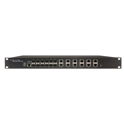 औद्योगिक 24 पोर्ट L2 प्रबंधित POE स्विच 12RJ4+12 SFP 1U रैक माउंट