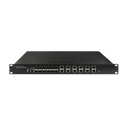 औद्योगिक 24 पोर्ट L2 प्रबंधित POE स्विच 12RJ4+12 SFP 1U रैक माउंट