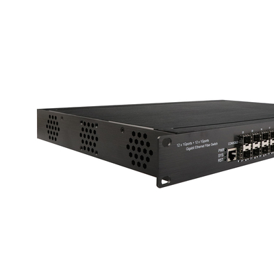 औद्योगिक 24 पोर्ट L2 प्रबंधित POE स्विच 12RJ4+12 SFP 1U रैक माउंट
