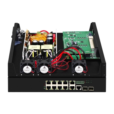 8 पोर्ट पो स्विच के साथ 90W प्रबंधित 2 * 2.5Gb एसएफपी पोर्ट + 2 कॉम्बो पोर्ट POE फाइबर स्विच