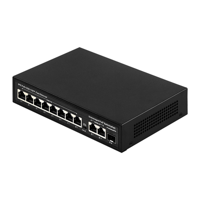 अनमैनेज्ड POE स्विच 8 PoE 10/100Mbps + 2 LAN 100/1000Mbps + 1SFP 100/1000M CCTV के लिए