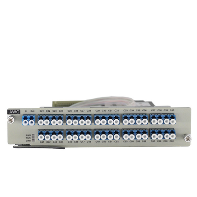 उच्च क्षमता वाली DWDM प्रणालियों के लिए 1U रैक 100GHZ AWG 40 तरंग दैर्ध्य मल्टीप्लेक्सिंग/डेमल्टिप्लेक्सिंग कार्ड