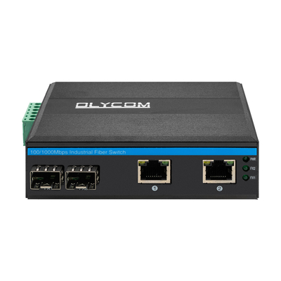 DC48V औद्योगिक 2 पोर्ट POE फाइबर स्विच सुरक्षा प्रणाली के लिए 2 गीगाबिट SFP के साथ: