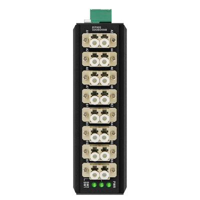 मल्टीमोड फाइबर ऑप्टिकल बाईपास मॉड्यूल 8 पोर्ट एलसी कनेक्टर DIN 12V 24V CE पर लगाया गया