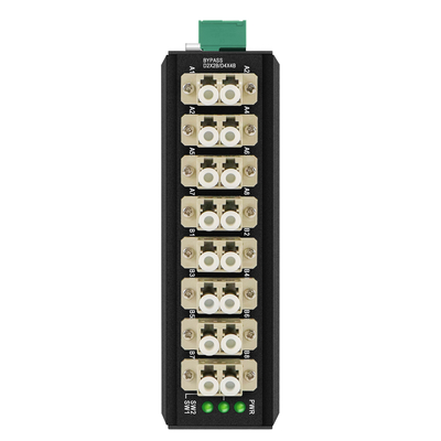 OM-FBS-44-MLC मल्टीमोड ऑप्टिकल बायपास मॉड्यूल 8 पोर्ट LC कनेक्टर DIN 12V 24V पर माउंट