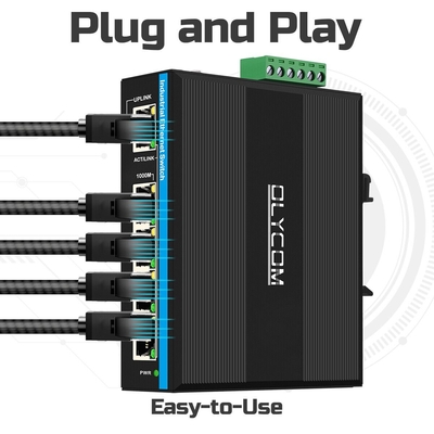 कठोर 10/100/1000mbps मिनी अनमैनेज्ड नेटवर्क स्विच पो स्विच 12-48v डीसी