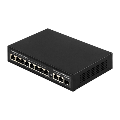 120W अनमैनेज्ड POE स्विच 8 PoE 10/100/1000Mbps + 2 LAN 10/100/1000Mbps + 1SFP 100/1000M