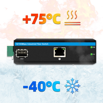 मिनी 2 पोर्ट 10/100mpbs फाइबर मीडिया कन्वर्टर 1RJ45+1SFP एलसी ईथरनेट स्विच के साथ आउटडोर उपयोग के लिए