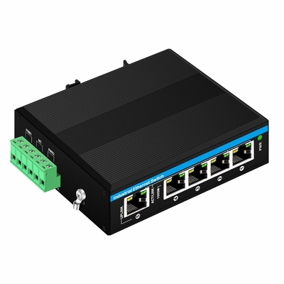 मिनी 5 पोर्ट इंडस्ट्रियल ईथरनेट स्विच 4 RJ45 पोर्ट से 1 अपलिंक RJ45 गीगाबिट अनमैनेज्ड स्विच dc12v/24v इनपुट
