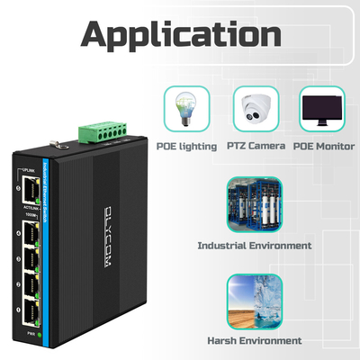 सौर ऊर्जा UPS PoE स्विच गीगाबिट नेटवर्क 120W DC12V/DC24V/DC48V इनपुट अनमैनेज्ड