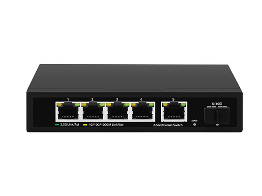5 पोर्ट 2.5G ईथरनेट स्विच 10G फाइबर अपलिंक अनमैनेज्ड ऑटो-सेंसिंग नेटवर्क स्पीड