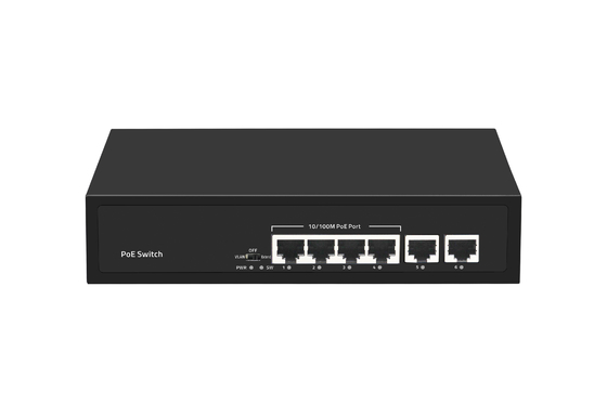 6 पोर्ट POE नेटवर्क स्विच 48V 100Mbps के साथ पोर्ट IEEE 802.3 af/at नेटवर्क स्विच