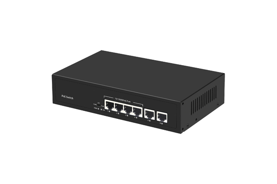 6 पोर्ट POE नेटवर्क स्विच 48V 100Mbps के साथ पोर्ट IEEE 802.3 af/at नेटवर्क स्विच