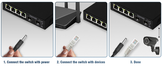 6 पोर्ट 10g फाइबर ईथरनेट स्विच 4* 2.5G RJ45 + 2* 10G SFP+ समर्थन OEM/ODM