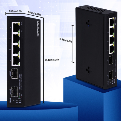 6 पोर्ट 10g फाइबर ईथरनेट स्विच 4* 2.5G RJ45 + 2* 10G SFP+ समर्थन OEM/ODM