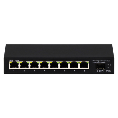 9 पोर्ट अनमैनेज्ड 2.5G ईथरनेट स्विच 10G अपलिंक एसएफपी पोर्ट के साथ 60Gbps बैकप्लेन बैंडविड्थ