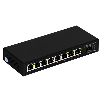9 पोर्ट अनमैनेज्ड 2.5G ईथरनेट स्विच 10G अपलिंक एसएफपी पोर्ट के साथ 60Gbps बैकप्लेन बैंडविड्थ