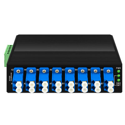 औद्योगिक ऑप्टिकल बायपास यूनिट सिंगलमोड एलसी कनेक्टर 12V 24V 48V डीन माउंटेड CE