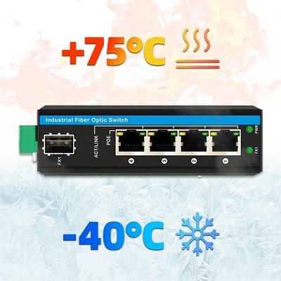 5 पोर्ट गिगियाबिट आउटडोर पो स्विच मिनी इंडस्ट्रियल फाइबर स्विच IP40 दीन रेल स्विच