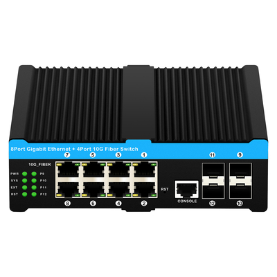 12 पोर्ट 10G L2/L3 प्रबंधित पो+ स्विच 4*10G Sfp पोर्ट DC48V डुअल पावर इनपुट 10g पो स्विच