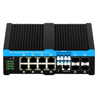 12 पोर्ट 10G L2/L3 प्रबंधित POE+ स्विच ऑप्टिकल बायपास स्विच 4*10G sfp +8 RJ45 din-rail ईथरनेट स्विच