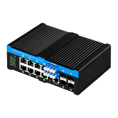 12 पोर्ट 10G L2/L3 प्रबंधित POE+ स्विच ऑप्टिकल बायपास स्विच 4*10G sfp +8 RJ45 din-rail ईथरनेट स्विच