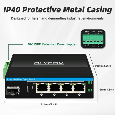 5 पोर्ट 10/100/1000mbps ईथरनेट स्विच 4RJ45+1SFP आउटडोर पो स्विच निर्माता