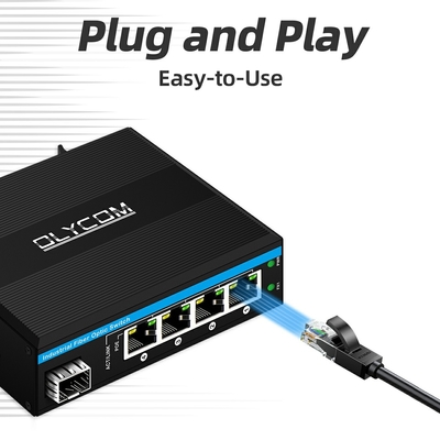 5 पोर्ट इंडस्ट्रियल पो नेटवर्क स्विच DC12/24/48V इनपुट 1SFP+4RJ45 गीगाबिट ईथरनेट स्विच