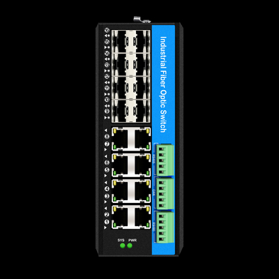 प्रबंधित 16 पोर्ट गीगाबिट पो स्विच Din-rail नेटवर्क स्विच 8RJ45+8SFP 4*RS485+2*CAN BUS के साथ