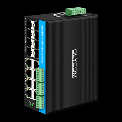 प्रबंधित 16 पोर्ट गीगाबिट पो स्विच Din-rail नेटवर्क स्विच 8RJ45+8SFP 4*RS485+2*CAN BUS के साथ