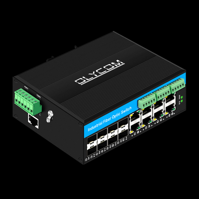 प्रबंधित 16 पोर्ट गीगाबिट पो स्विच Din-rail नेटवर्क स्विच 8RJ45+8SFP 4*RS485+2*CAN BUS के साथ