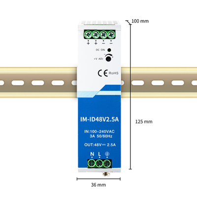 120W इंडस्ट्रियल पावर एडॉप्टर 48V 2.5A Din Rail Wide AC/DC इनपुट CE UL सूचीबद्ध