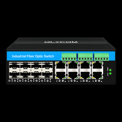 16 पोर्ट मैनेज्ड इंडस्ट्रियल ईथरनेट स्विच 8RJ45+8SFP POE स्विच 4*RS485+2*CAN BUS के साथ
