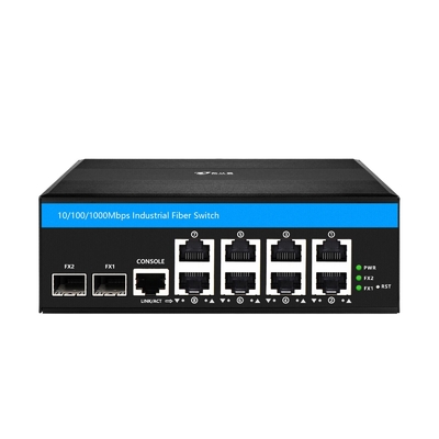 2SFP+8 RJ45 के साथ 8 पोर्ट गीगाबिट प्रबंधित पो स्विच इंडस्ट्रियल ईथरनेट स्विच
