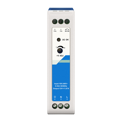 12V Din पावर सप्लाई प्लास्टिक 1.67A 20W AC/DC इनपुट CE UL सूचीबद्ध औद्योगिक ग्रेड