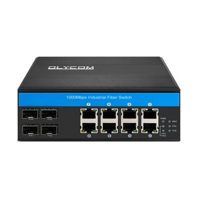 12 पोर्ट इंडस्ट्रियल ईथरनेट स्विच Din नेटवर्क स्विच 4SFP+8RJ45 DC12-52V डुअल पावर सप्लाई