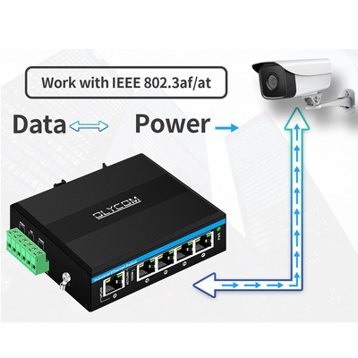 सौर या बैटरी संचालित PoE स्विच 4 पोर्ट गीगाबिट नेटवर्क डुअल 12V/24V/48VDC इनपुट CE