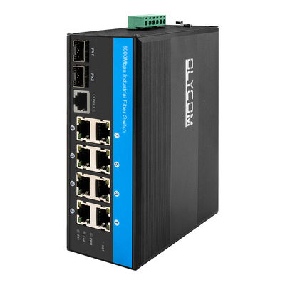 Rugged Managed Ethernet Switch Vitesse चिपसेट 2 SFP 8 RJ45 SNMP प्रबंधन के साथ औद्योगिक ईथरनेट स्विच